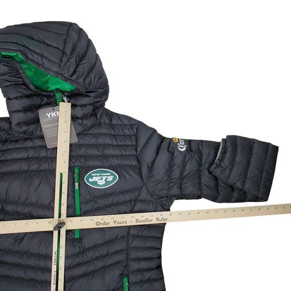 NEW Toray Gram Art Down Puffer Jacket NY Jets Corona Womens XL SLIM FIT M/L Blk - Picture 15 of 16